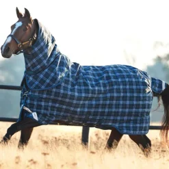 Best - Couverture d'extérieur Rhino plus Turnout Lite avec couvre-cou carreaux/ indigo 0g Couvertures Poneys|Couvertures Et Chemises
