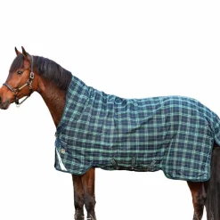 Couvertures Poneys|Couvertures Et Chemises*Horseware - Couverture d'extérieur Rhino Wug encolure montante / vert à carreaux 250g Marine