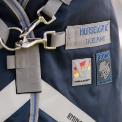 Couvertures Poneys|Couvertures Et Chemises*Horseware - Couverture d'extérieur Rhino Pony Turnout / titanium grey/ classic blue 100g Marine