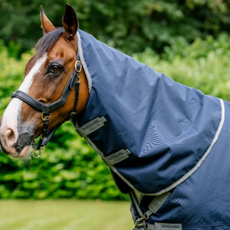 Couvertures Et Chemises*Horseware - Couvre-cou Amigo Bravo XL Turnout marine/ titanium grey/ argent 150g Noir