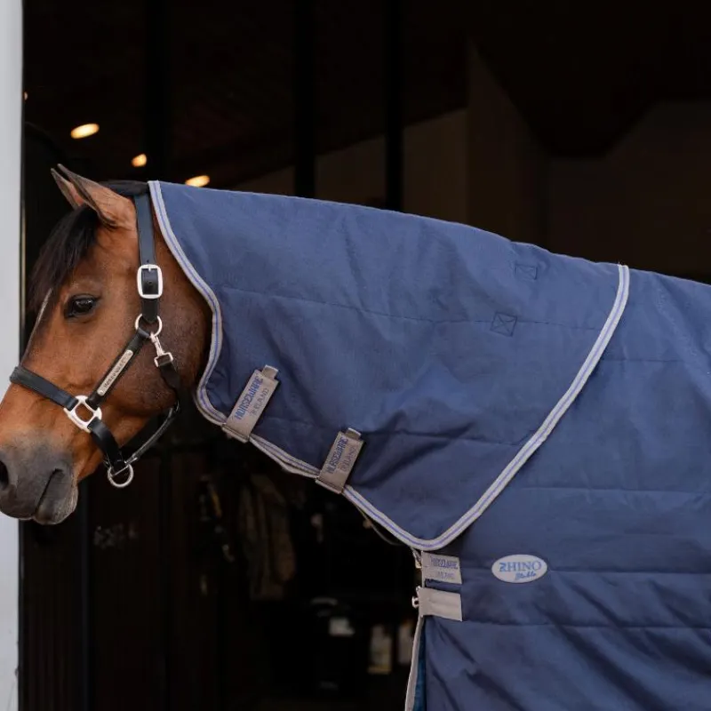 Couvertures Et Chemises*Horseware - Couvre-cou Rhino Stable / titanium grey/ classic blue 200g Marine