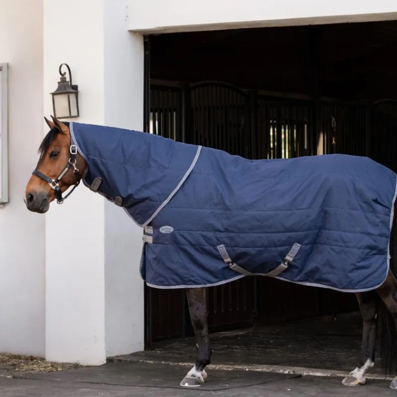 Couvertures Et Chemises*Horseware - Couvre-cou Rhino Stable / titanium grey/ classic blue 200g Marine