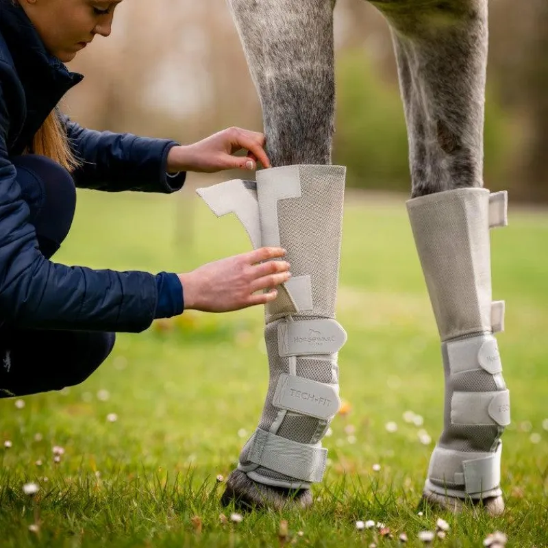 Guêtres Anti-Mouches*Horseware - Guêtres anti-mouches Tech-Fit Flyboot silver (x4) Gris