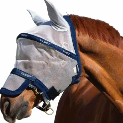 Masques Anti-Mouches Poneys|Masques Anti-Mouches*Horseware - Masque anti-insectes Rambo Fly Mask argent/ Marine