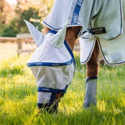 Masques Anti-Mouches Poneys|Masques Anti-Mouches*Horseware - Masque anti-insectes Rambo Fly Mask argent/ Marine