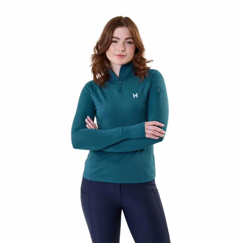 Pulls Et Gilets*Horseware - Sweat manches longues femme Strive Winter 1/4 Zip dynasty green Vert