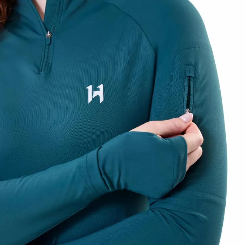 Pulls Et Gilets*Horseware - Sweat manches longues femme Strive Winter 1/4 Zip dynasty green Vert