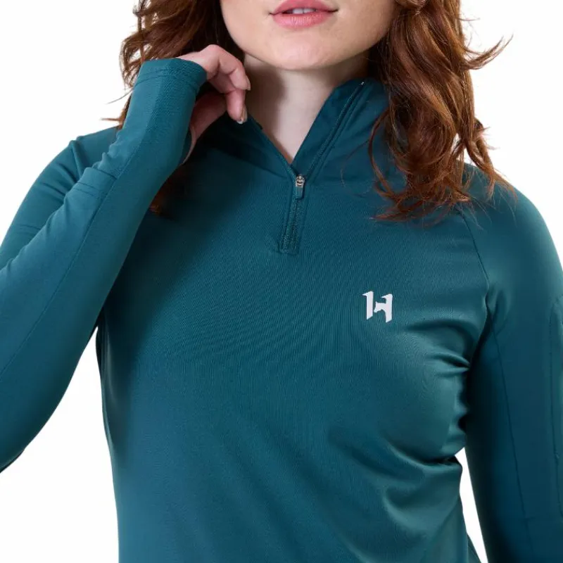 Pulls Et Gilets*Horseware - Sweat manches longues femme Strive Winter 1/4 Zip dynasty green Vert
