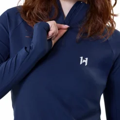 Pulls Et Gilets*Horseware - Sweat manches longues femme Strive Winter 1/4 Zip Marine
