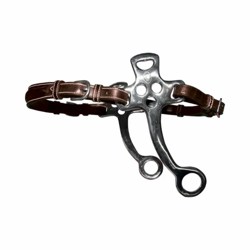 Mors Poneys*Jump'In - Hackamore en cuir branches courtes et plates poney havane Marron