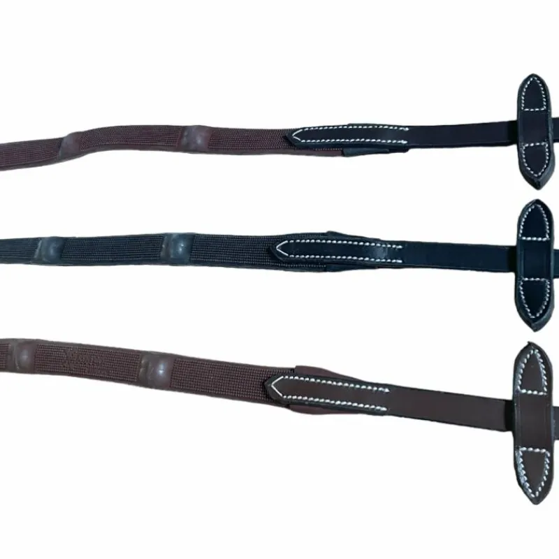 Rênes Et Arrêtoirs De Rênes*Jump'In - Rênes en caoutchouc avec 7 stoppers 1/2 collection One noisette Marron