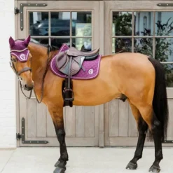 Bonnets Pour Chevaux*Kentucky Horsewear - Bonnet anti-mouches Wellington 3D Logo corde mauve Violet