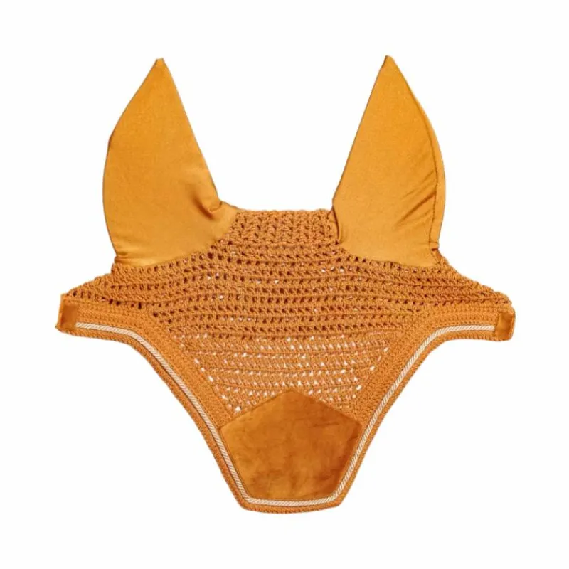 New - Bonnet pour chevaux anti-bruits Wellington Velvet moutarde Bonnets Pour Chevaux