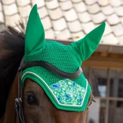 Collection "Minis" Kentucky|Bonnets Poneys*Kentucky Horsewear - Bonnet pour chevaux Wellington Velvet Printing paisley garden / marine Vert