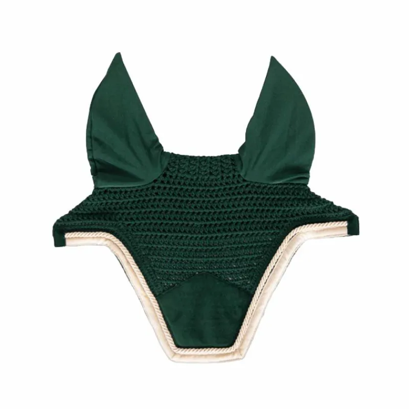 Bonnets Pour Chevaux*Kentucky Horsewear - Bonnet anti-mouche wellington velvet contrast sapin Vert