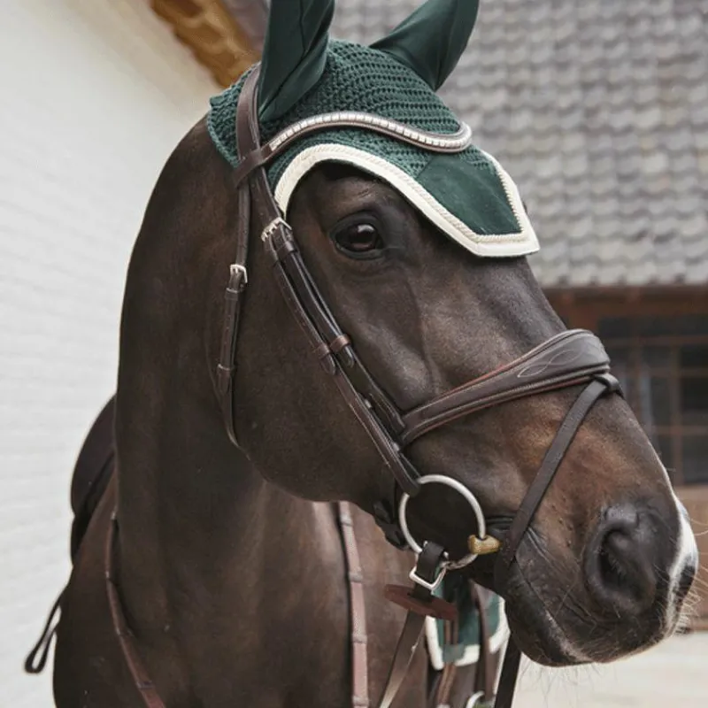 Bonnets Pour Chevaux*Kentucky Horsewear - Bonnet anti-mouche wellington velvet contrast sapin Vert