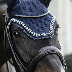 Bonnets Pour Chevaux*Kentucky Horsewear - Bonnet anti-mouche Wellington big stone & pearl foncé Marine