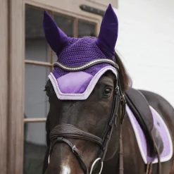 Bonnets Pour Chevaux*Kentucky Horsewear - Bonnet anti-mouche wellington velvet contrast royal Violet