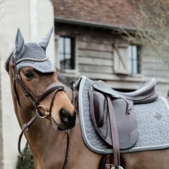 Bonnets Pour Chevaux*Kentucky Horsewear - Bonnet pour chevaux anti-bruits Wellington Basic Velvet Gris