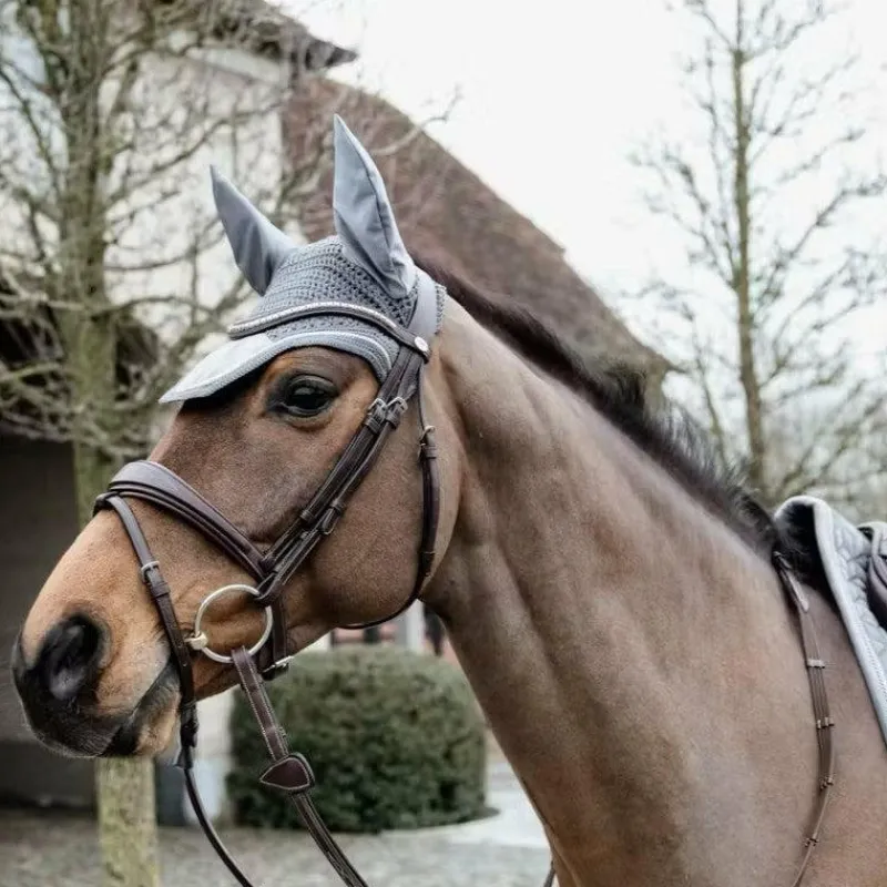 Bonnets Pour Chevaux*Kentucky Horsewear - Bonnet pour chevaux anti-bruits Wellington Basic Velvet Gris