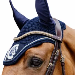 Bonnets Pour Chevaux*Kentucky Horsewear - Bonnet anti-mouches Wellington 3D Logo corde Marine