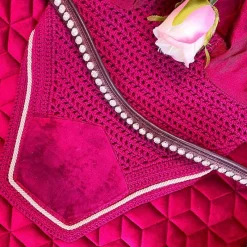 Cso|Bonnets Pour Chevaux*Kentucky Horsewear - Bonnet Wellington velvet fuchsia Rose