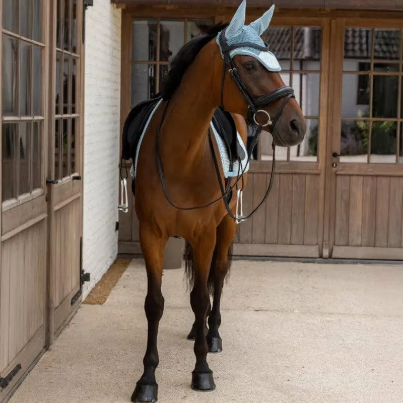 Online - Bonnet pour chevaux Wellington Velvet Printing flags light blue Collection "Minis" Kentucky|Bonnets Poneys