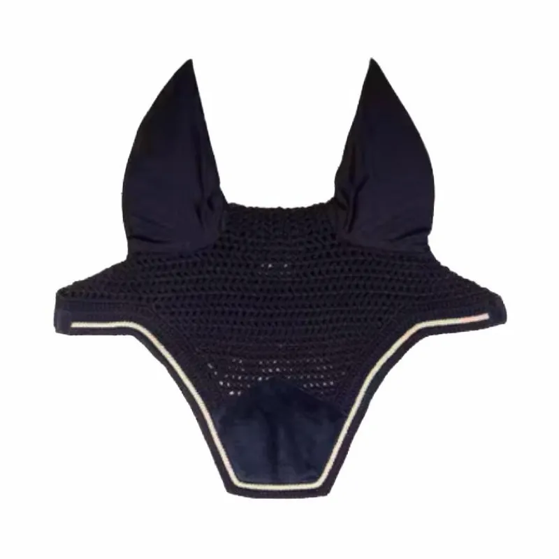 - Bonnet pour chevaux anti-bruits Wellington Velvet dark navy Bonnets Pour Chevaux