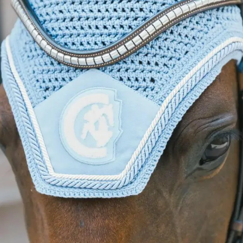 Bonnets Pour Chevaux*Kentucky Horsewear - Bonnet anti-mouches Wellington 3D Logo corde clair Bleu