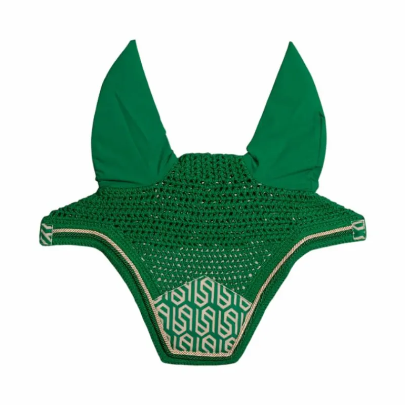 Collection "Minis" Kentucky|Bonnets Poneys*Kentucky Horsewear - Bonnet pour chevaux Wellington Velvet Printing maze cipher / blanc Vert