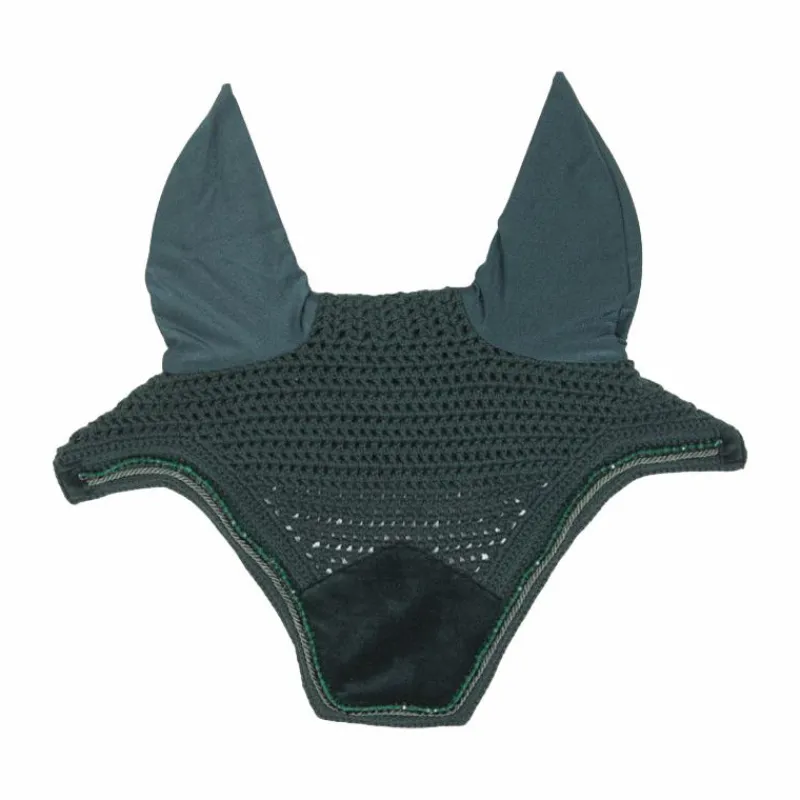 Bonnets Pour Chevaux|Cso*Kentucky Horsewear - Bonnet Wellington Velvet pearls sapin Vert