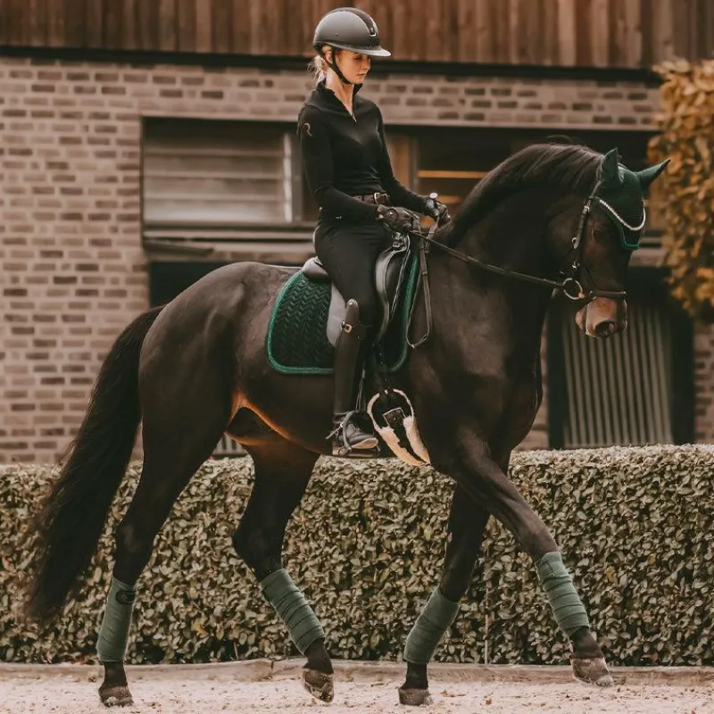 Bonnets Pour Chevaux|Cso*Kentucky Horsewear - Bonnet Wellington Velvet pearls sapin Vert