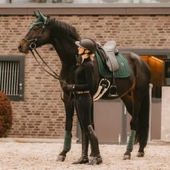 Bonnets Pour Chevaux|Cso*Kentucky Horsewear - Bonnet Wellington Velvet pearls sapin Vert