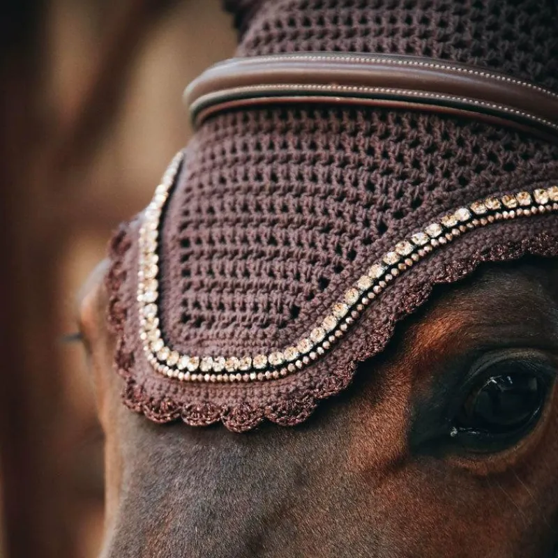 Bonnets Pour Chevaux|Cso*Kentucky Horsewear - Bonnet anti-bruit Wellington Stone & Pearl Marron