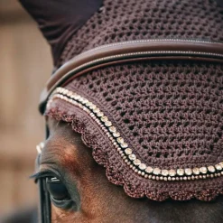 Bonnets Pour Chevaux|Cso*Kentucky Horsewear - Bonnet anti-bruit Wellington Stone & Pearl Marron