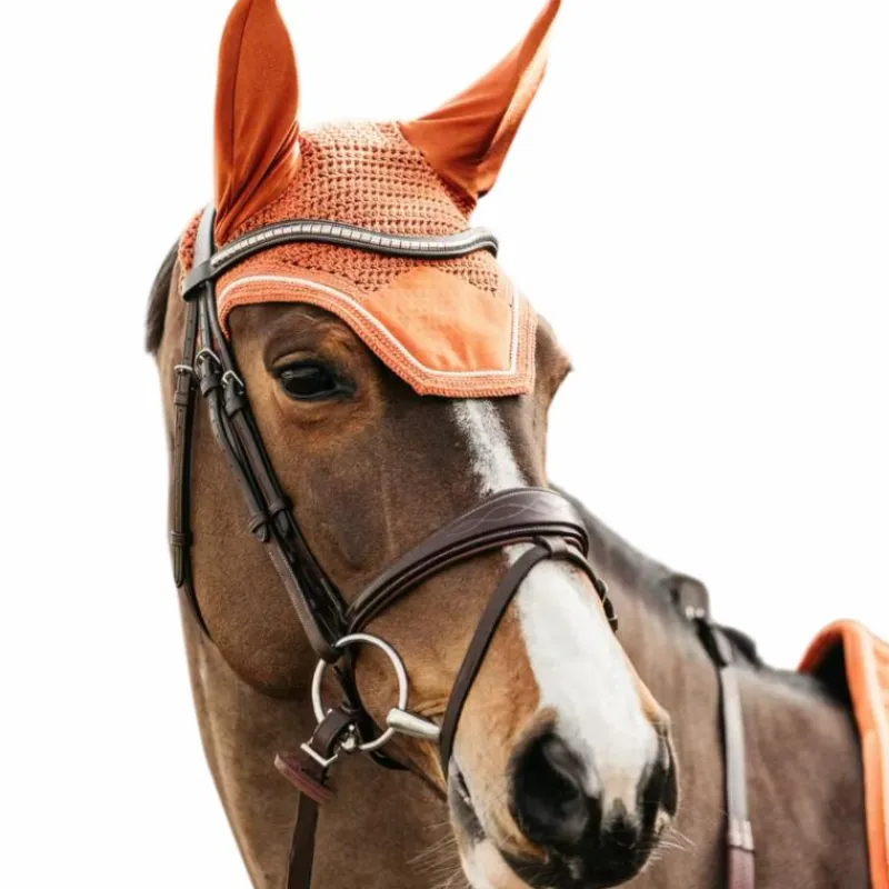 Bonnets Pour Chevaux*Kentucky Horsewear - Bonnet pour chevaux anti-bruits Wellington Velvet Orange