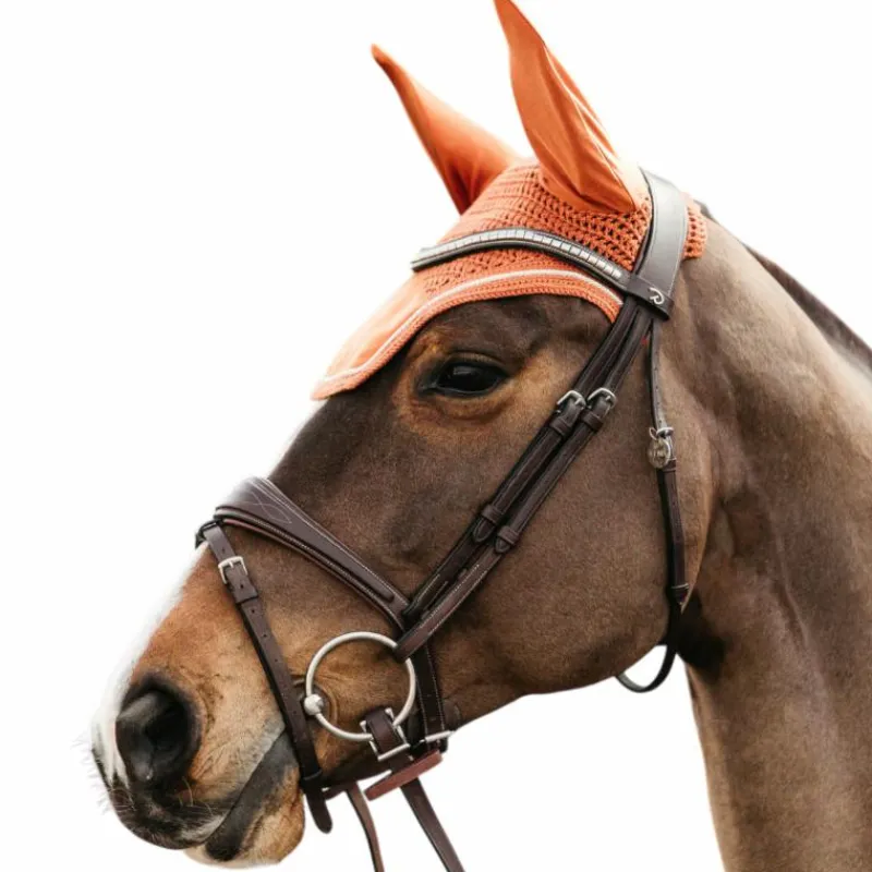 Bonnets Pour Chevaux*Kentucky Horsewear - Bonnet pour chevaux anti-bruits Wellington Velvet Orange