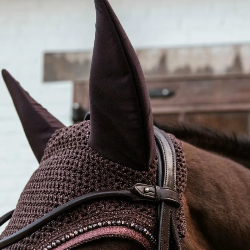 Bonnets Pour Chevaux|Cso*Kentucky Horsewear - Bonnet anti-bruit Glitters Marron