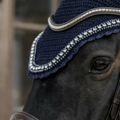 Bonnets Pour Chevaux*Kentucky Horsewear - Bonnet anti-mouche Wellington big stone & pearl anti-bruit foncé Marine