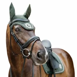 Bonnets Pour Chevaux*Kentucky Horsewear - Bonnet anti-mouches Wellington 3D Logo corde pin Vert