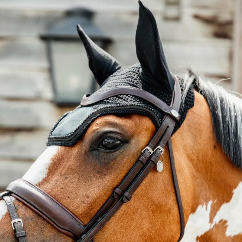 Bonnets Pour Chevaux|Cso*Kentucky Horsewear - Bonnet Wellington Velvet pearls Noir