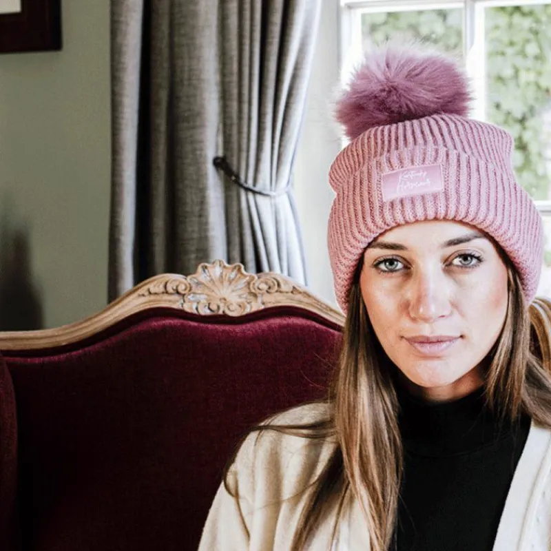 Bonnets/ Bandeaux*Kentucky Horsewear - Bonnet pompom vieux rose