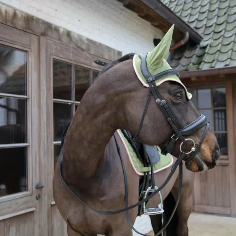 Collection "Minis" Kentucky|Bonnets Poneys*Kentucky Horsewear - Bonnet pour chevaux anti-bruits softshell kaki/ vieux rose Vert