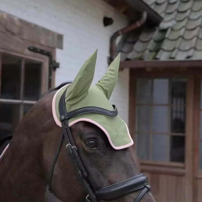 Collection "Minis" Kentucky|Bonnets Poneys*Kentucky Horsewear - Bonnet pour chevaux anti-bruits softshell kaki/ vieux rose Vert
