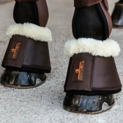 Outlet - Cloches chevaux cuir et mouton /naturel Horseball|Concours Complet D'Equitation