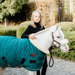 Hot - Couverture de présentation velvet émeraude pour minis 160g Collection "Minis" Kentucky|Couvertures Poneys