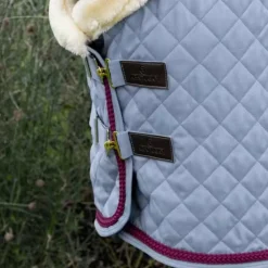 New - Couverture de présentation Corde Tressée denim/ bordeaux Collection "Minis" Kentucky|Couvertures Poneys