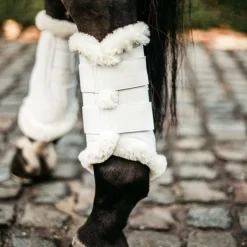 Best - Guêtres cheval Turnout Air mouton synthétique blanc x2 Dressage|Guêtres Fermées