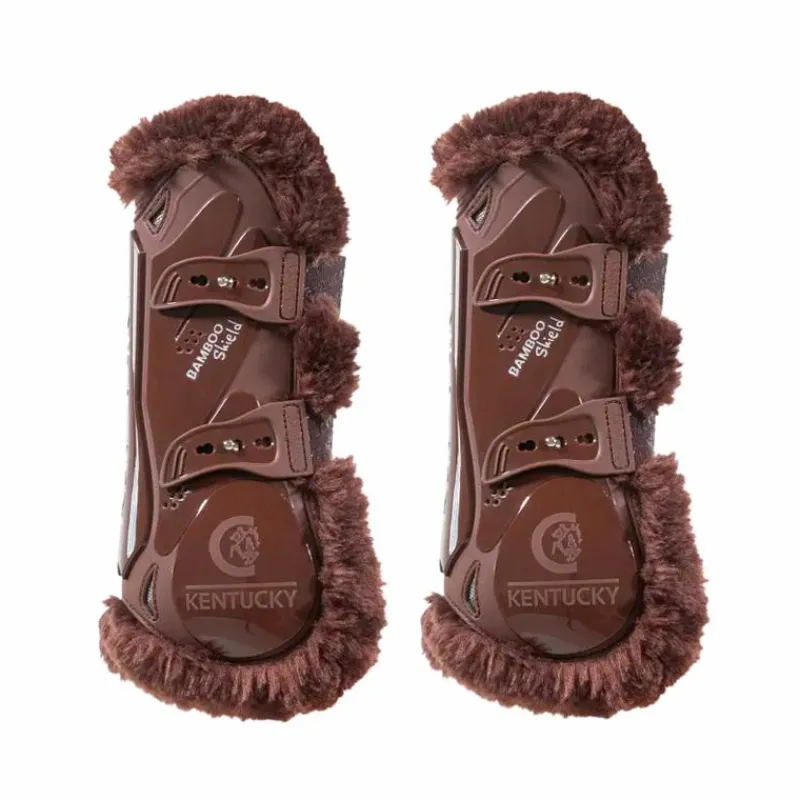 Guêtres Ouvertes*Kentucky Horsewear - Guêtres ouvertes mouton vegan Bamboo Elastique x2 Marron