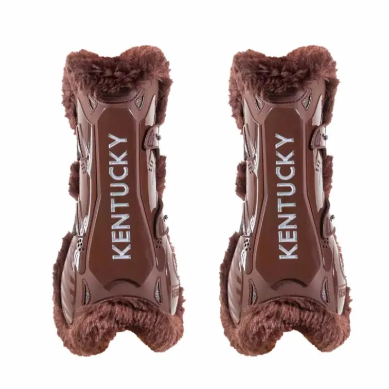 Guêtres Ouvertes*Kentucky Horsewear - Guêtres ouvertes mouton vegan Bamboo Elastique x2 Marron